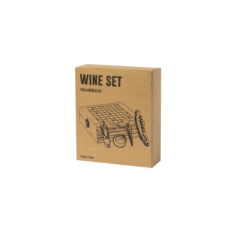 Coffret Accessoires à Vin Personnalisé Économique Paluk Matières : bambou objet promotionnel éco-responsable
