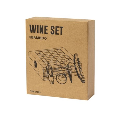 Coffret Accessoires à Vin Personnalisé Économique Paluk Matières : bambou objet promotionnel éco-responsable