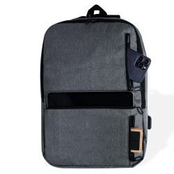 Sac à Dos Éco-responsable Publicitaire Ingria Couleurs : gris Matières : polyester recyclé cadeau collaborateur premium
