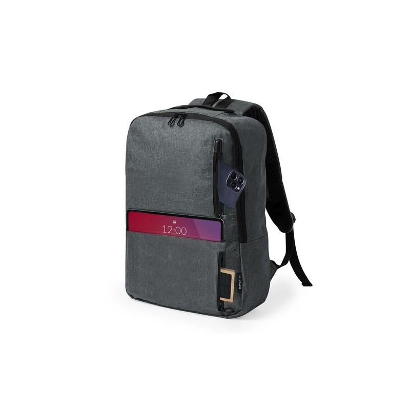 Sac à Dos Éco-responsable Publicitaire Ingria Couleurs : gris Matières : polyester recyclé marquage couleur éclatante