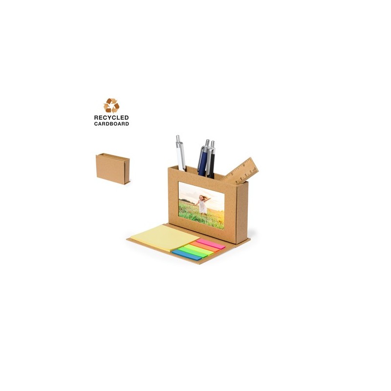 Porte-Crayons Éco-responsable Multifonction Personnalisé Marquez Matières : carton recyclé Couleurs : naturel personnalisable av