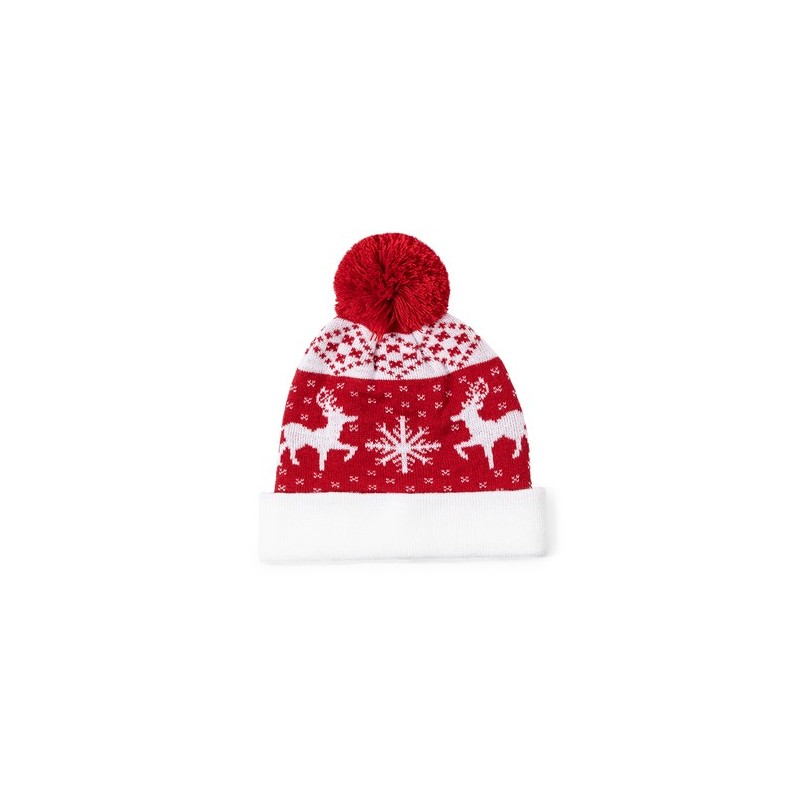 Bonnet personnalisé de Noël - Elenix Matières : acrylique Couleurs : rouge