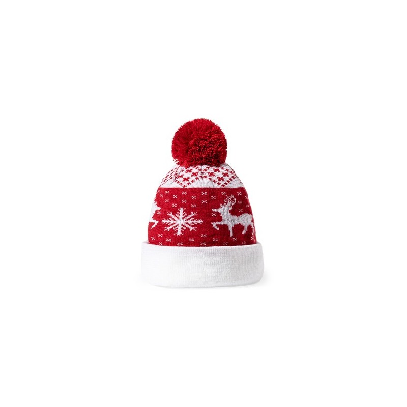 Bonnet personnalisé de Noël - Elenix Matières : acrylique Couleurs : rouge objet promotionnel éco-responsable