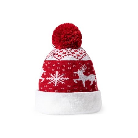 Bonnet personnalisé de Noël - Elenix Matières : acrylique Couleurs : rouge objet promotionnel éco-responsable