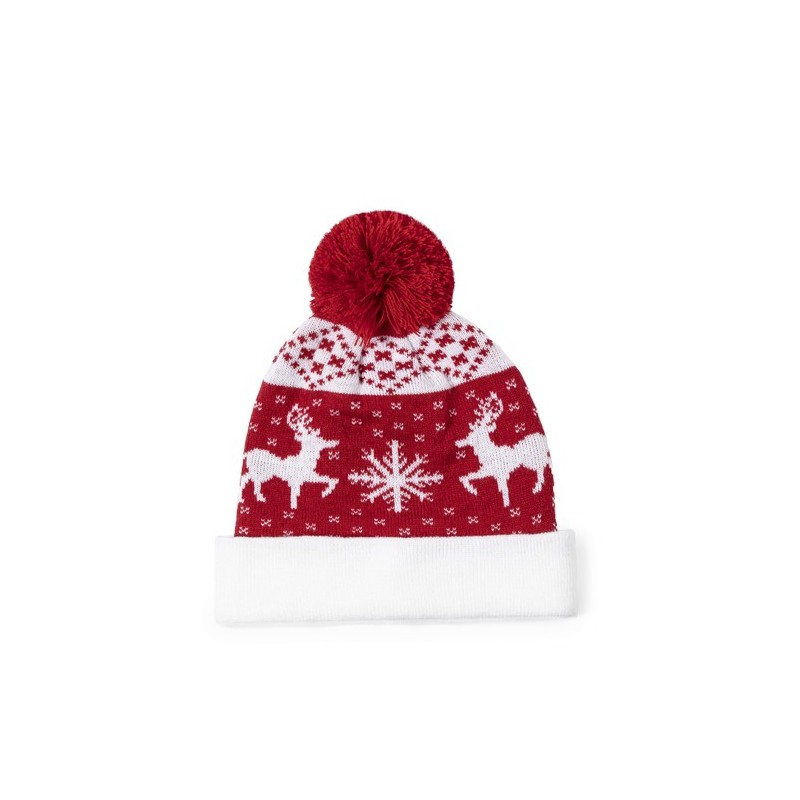 Bonnet personnalisé de Noël - Elenix Matières : acrylique Couleurs : rouge personnalisation rapide en France