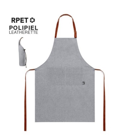 Tablier Éco-responsable Pratique Personnalisé pas cher - Hanaku Matières : PET recyclé Couleurs : gris personnalisable avec votr