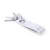 Porte-Clés Éco-responsable Personnalisé Pratique Triax Matières : PET recyclé Couleurs : gris marquage laser ultra précis