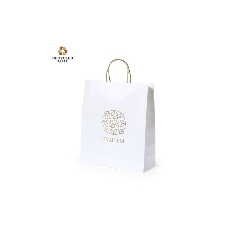 Sac Résistant Éco-responsable Personnalisé - Cynthia Matières : papier recyclé Couleurs : blanc personnalisable avec votre logo