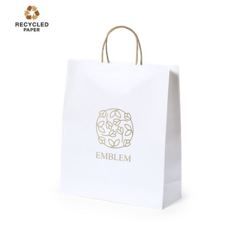 Sac Résistant Éco-responsable Personnalisé - Cynthia Matières : papier recyclé Couleurs : blanc personnalisable avec votre logo