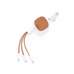 Câble de Charge Éco-responsable High-Tech Personnalisé - Sherat RCS Matières : cuir recyclé Couleurs : marron