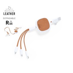 Câble de Charge Éco-responsable High-Tech Personnalisé - Sherat RCS Matières : cuir recyclé Couleurs : marron 2