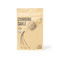 Câble de Charge Éco-responsable High-Tech Personnalisé - Sherat RCS Matières : cuir recyclé Couleurs : marron marquage laser ult