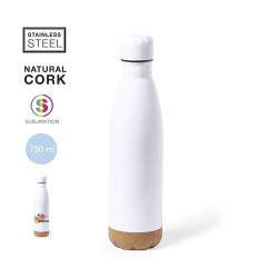 Bidon Personnalisé Publicitaire de Sublimation Pooch - Cadeau Unique Matières : liège Couleurs : blanc 2