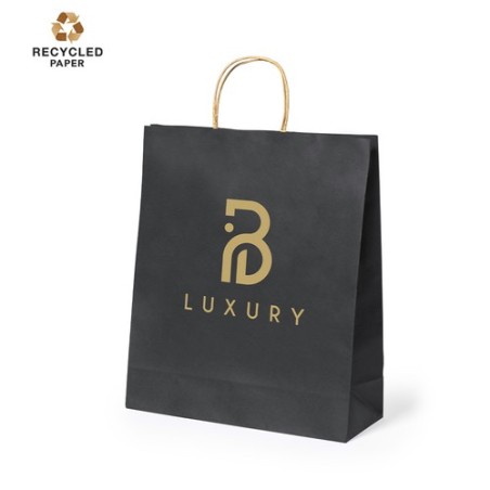 Sac en Papier Recyclé Personnalisé Durable et Chic Mepus Matières : papier recyclé Couleurs : noir personnalisable avec votre lo