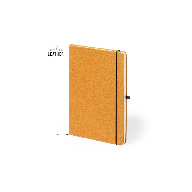 Bloc Notes Éco-responsable Personnalisé pas cher - Tefan Matières : cuir recyclé Couleurs : marron personnalisable avec votre lo
