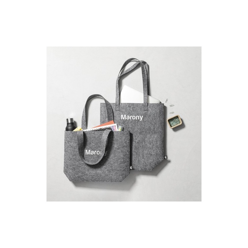 Sac Éco-responsable en RPET Personnalisé pour le Shopping Flavux pas cher Matières : PET recyclé Couleurs : gris impression haut
