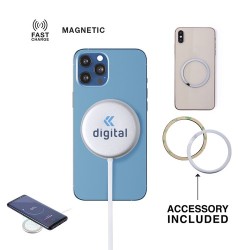 Chargeur Magnétique Sans Fil Personnalisé 10W - Makensy Matières : aluminium Couleurs : argenté 2