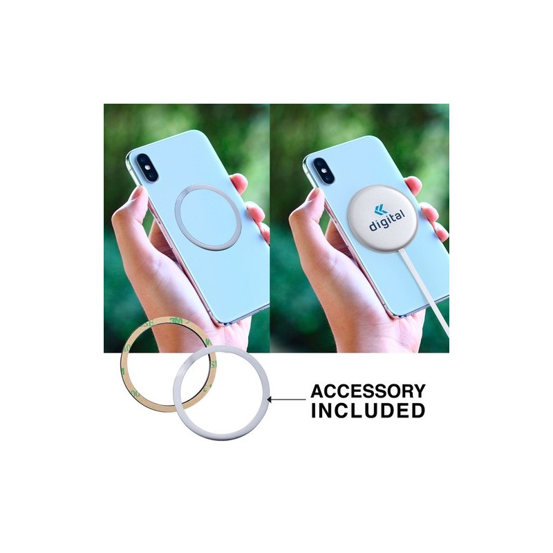 Chargeur Magnétique Sans Fil Personnalisé 10W - Makensy Matières : aluminium Couleurs : argenté cadeau entreprise pas cher