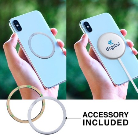 Chargeur Magnétique Sans Fil Personnalisé 10W - Makensy Matières : aluminium Couleurs : argenté cadeau entreprise pas cher