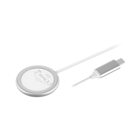 Chargeur Magnétique Sans Fil Personnalisé 10W - Makensy Matières : aluminium Couleurs : argenté livraison express 24h 48h