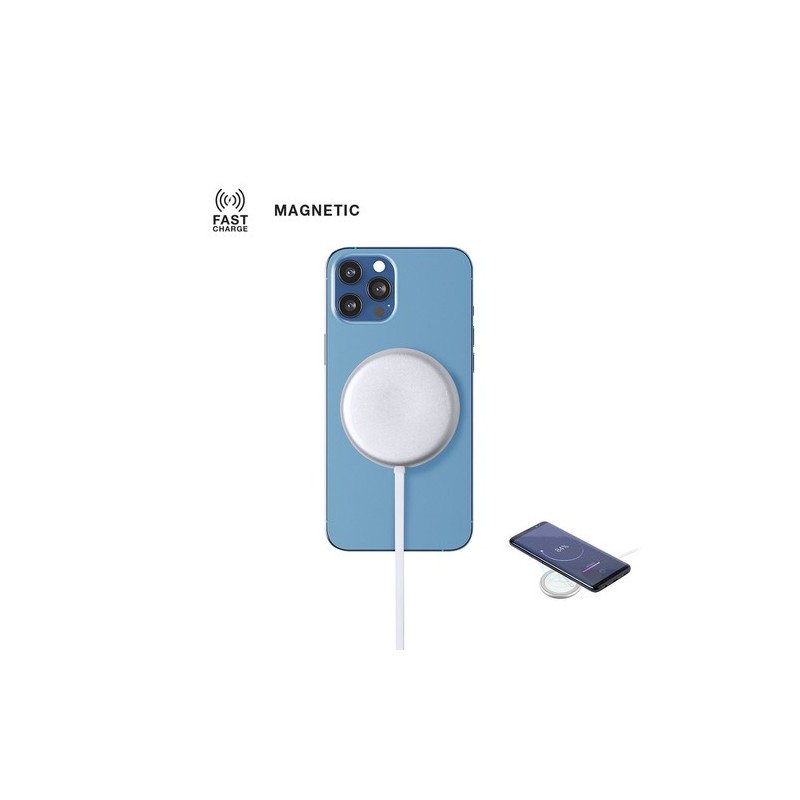 Chargeur Magnétique Sans Fil Personnalisé 10W - Makensy Matières : aluminium Couleurs : argenté cadeau collaborateur premium