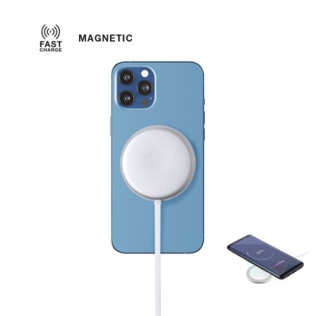 Chargeur Magnétique Sans Fil Personnalisé 10W - Makensy Matières : aluminium Couleurs : argenté cadeau collaborateur premium