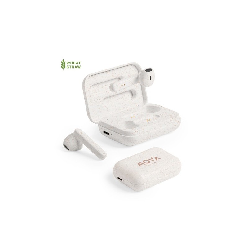Écouteurs Bluetooth Éco-responsables Ergonomiques - Vounel Matières : ABS Couleurs : naturel personnalisable avec votre logo
