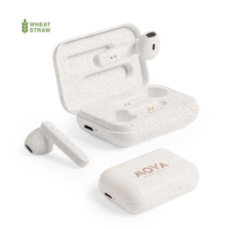 Écouteurs Bluetooth Éco-responsables Ergonomiques - Vounel Matières : ABS Couleurs : naturel personnalisable avec votre logo