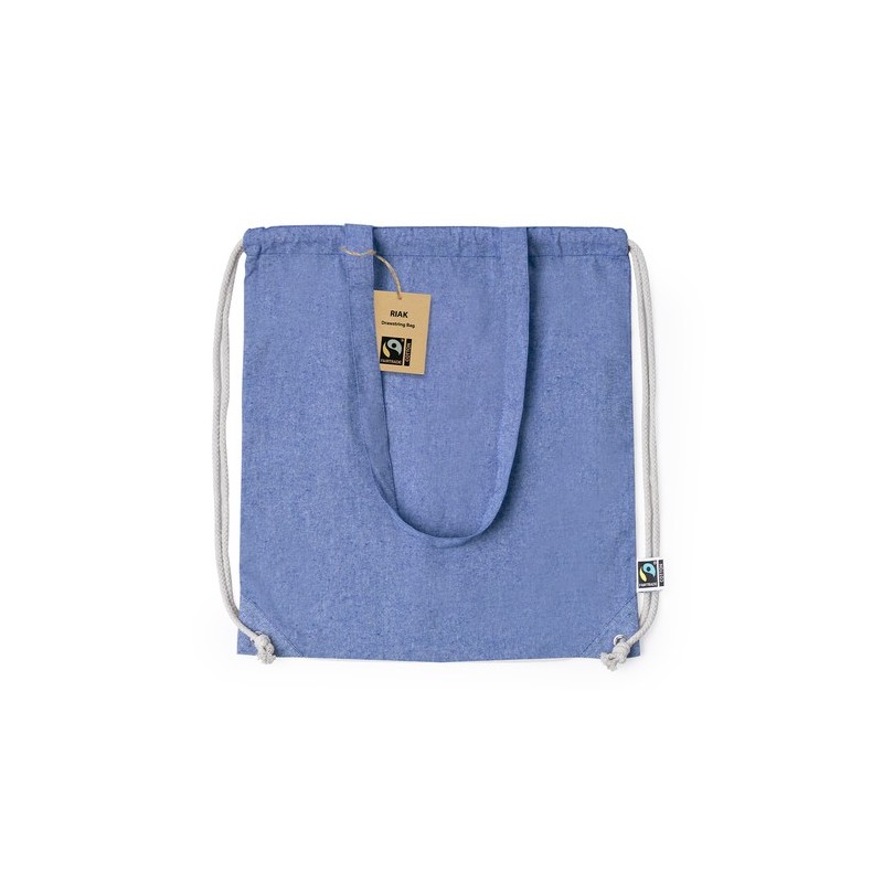 Sac à Dos Éthique Personnalisé Fairtrade Riak Matières : coton recyclé Couleurs : bleu impression haute définition