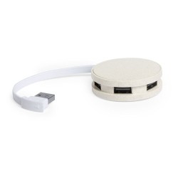 Hub Éco-responsable Personnalisé 4 Ports USB 2.0 Brunox pas cher Matières : ABS Couleurs : naturel goodies publicitaire événemen