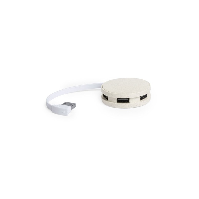 Hub Éco-responsable Personnalisé 4 Ports USB 2.0 Brunox pas cher Matières : ABS Couleurs : naturel goodies publicitaire événemen