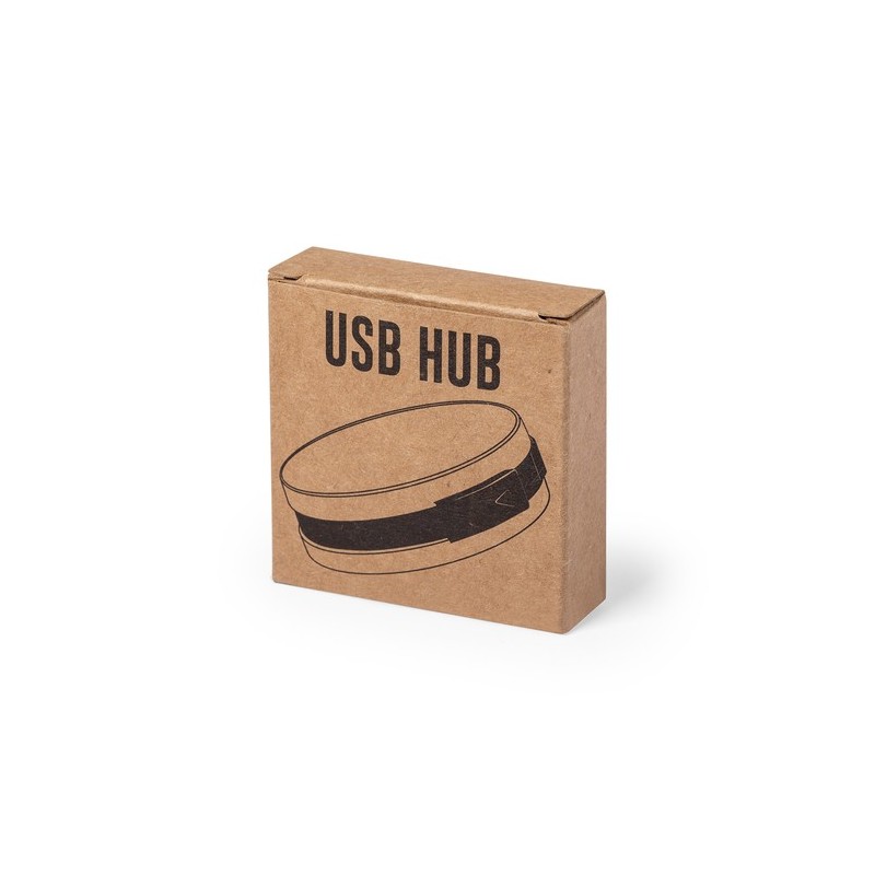 Hub Éco-responsable Personnalisé 4 Ports USB 2.0 Brunox pas cher Matières : ABS Couleurs : naturel marquage laser ultra précis