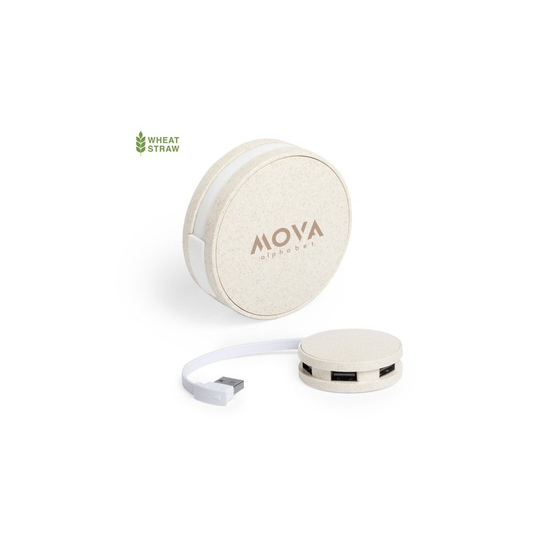 Hub Éco-responsable Personnalisé 4 Ports USB 2.0 Brunox pas cher Matières : ABS Couleurs : naturel objet promotionnel éco-respon