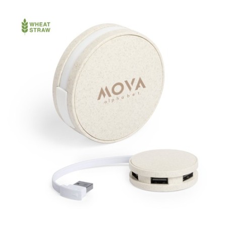Hub Éco-responsable Personnalisé 4 Ports USB 2.0 Brunox pas cher Matières : ABS Couleurs : naturel objet promotionnel éco-respon