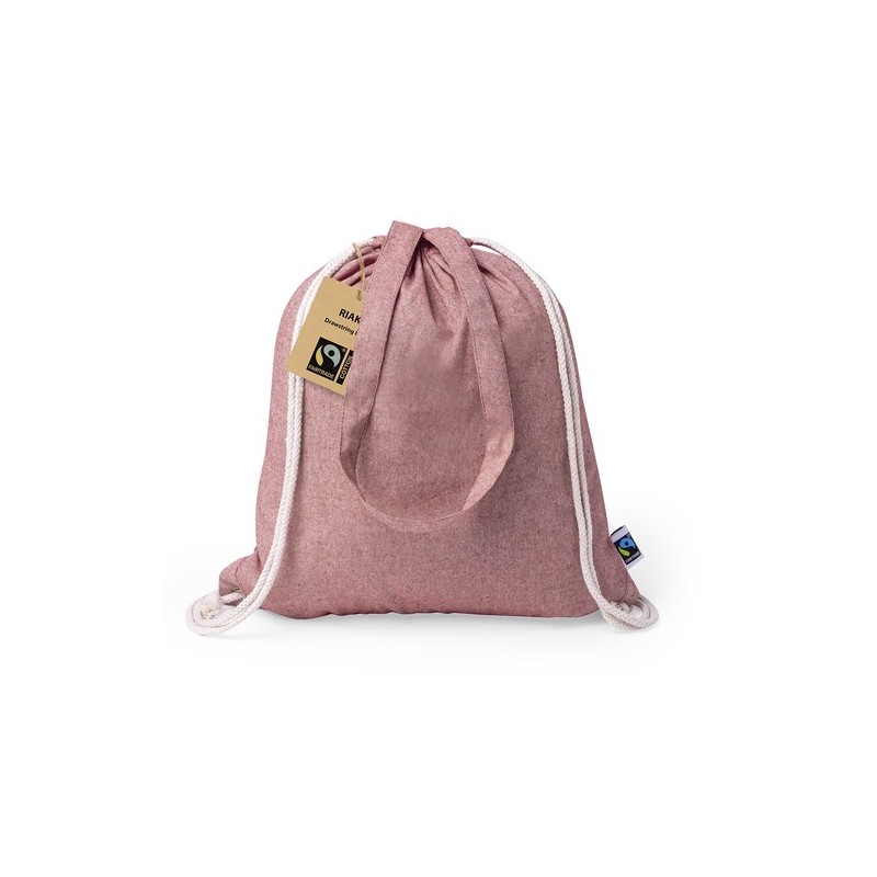 Sac à Dos Éthique Personnalisé Fairtrade Riak Matières : coton recyclé Couleurs : noir marquage couleur éclatante