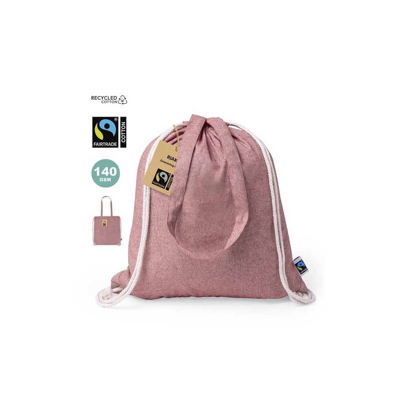 Sac à Dos Éthique Personnalisé Fairtrade Riak Matières : coton recyclé Couleurs : rouge cadeau collaborateur premium