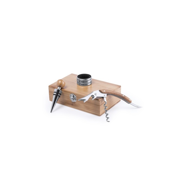 Coffret à Vin Personnalisé avec Accessoires Éco-responsables Set Vin Nitol Matières : bambou impression haute définition