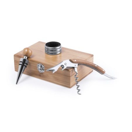 Coffret à Vin Personnalisé avec Accessoires Éco-responsables Set Vin Nitol Matières : bambou impression haute définition
