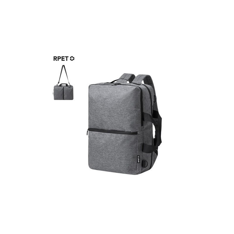 Sac à Dos Personnalisé pour Professionnels - Makarzur Couleurs : noir Matières : polyester recyclé goodies publicitaire événemen