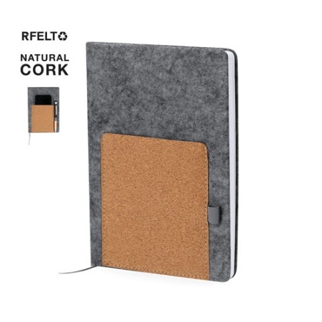 Bloc-notes personnalisé pas cher Wilko Matières : liège Couleurs : gris personnalisable avec votre logo