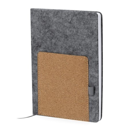 Bloc-notes personnalisé pas cher Wilko Matières : liège Couleurs : gris cadeau entreprise pas cher