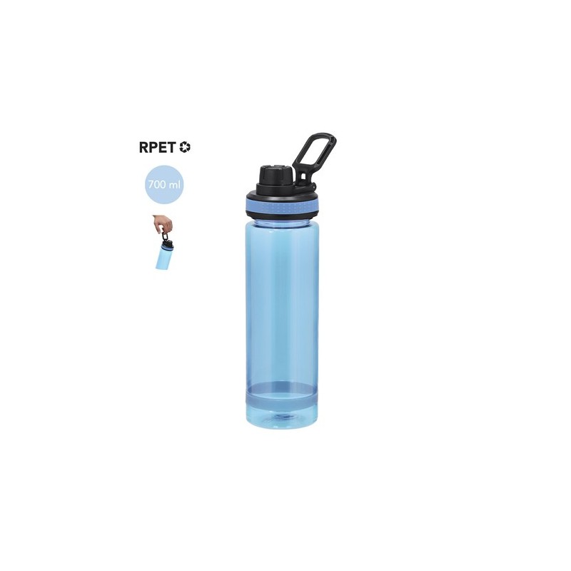 Bidon personnalisé pas cher Ziffel Matières : PET recyclé Couleurs : bleu clair personnalisation rapide en France