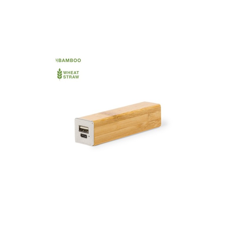 Power Bank Éco-responsable Personnalisée 2200 mAh Godimer Matières : bambou