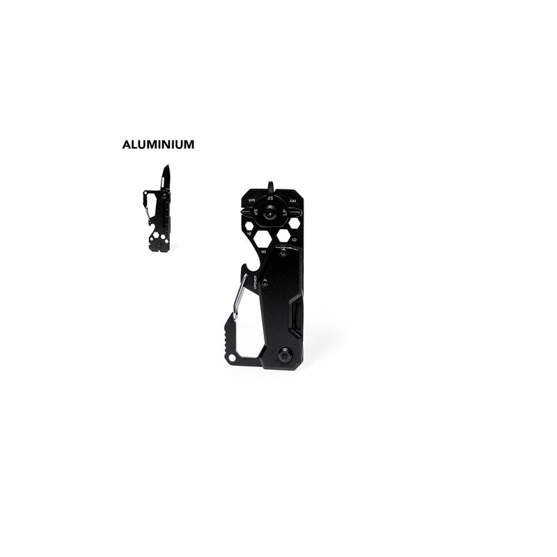 Outil Multifonction Pratique Personnalisé Valixia Matières : acier inoxydable Couleurs : noir personnalisable avec votre logo