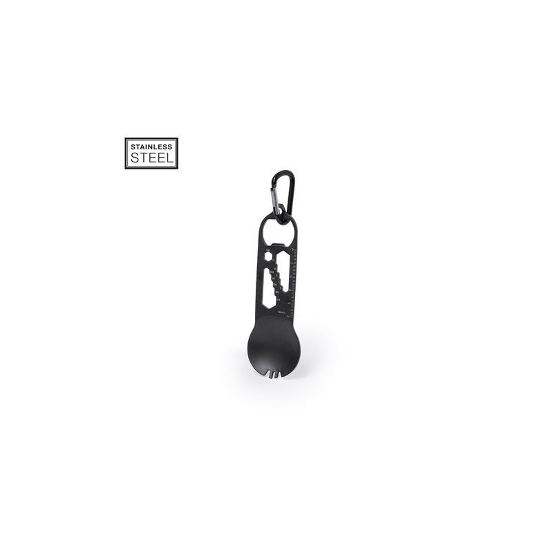 Outils Multifonctions Pratiques Personnalisés pas cher - Olexa Matières : acier inoxydable Couleurs : noir personnalisable avec 