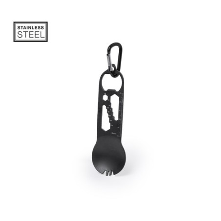 Outils Multifonctions Pratiques Personnalisés pas cher - Olexa Matières : acier inoxydable Couleurs : noir personnalisable avec 