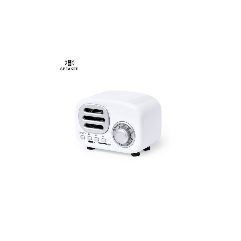 Haut-Parleur Bluetooth Vintage Personnalisé Économique - Florens Couleurs : blanc personnalisable avec votre logo