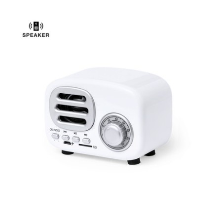 Haut-Parleur Bluetooth Vintage Personnalisé Économique - Florens Couleurs : blanc personnalisable avec votre logo