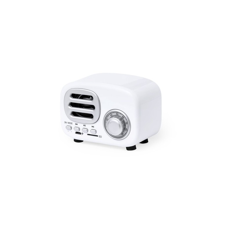 Haut-Parleur Bluetooth Vintage Personnalisé Économique - Florens Couleurs : blanc cadeau entreprise pas cher