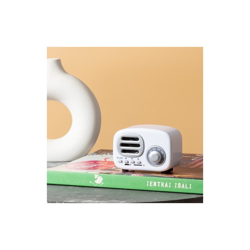 Haut-Parleur Bluetooth Vintage Personnalisé Économique - Florens Couleurs : blanc impression haute définition